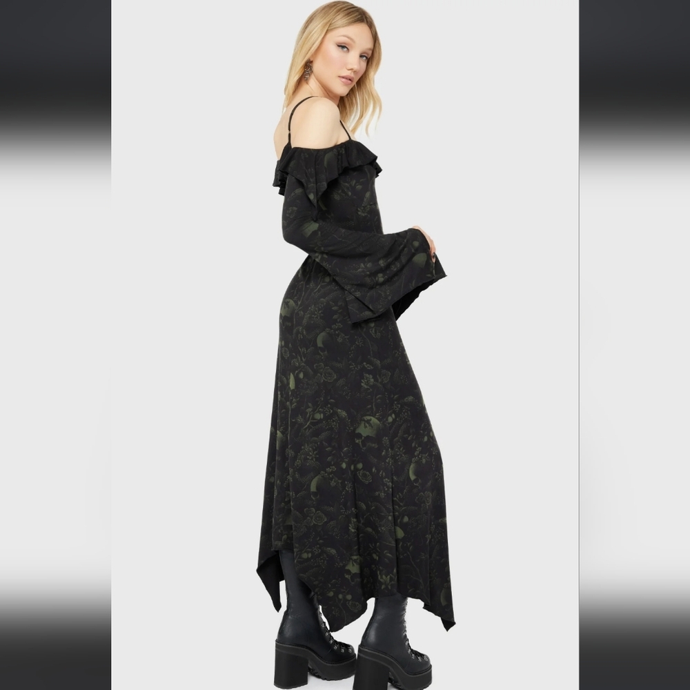 Killstar Black Gothic Floral Dress - Picture 4 of 9